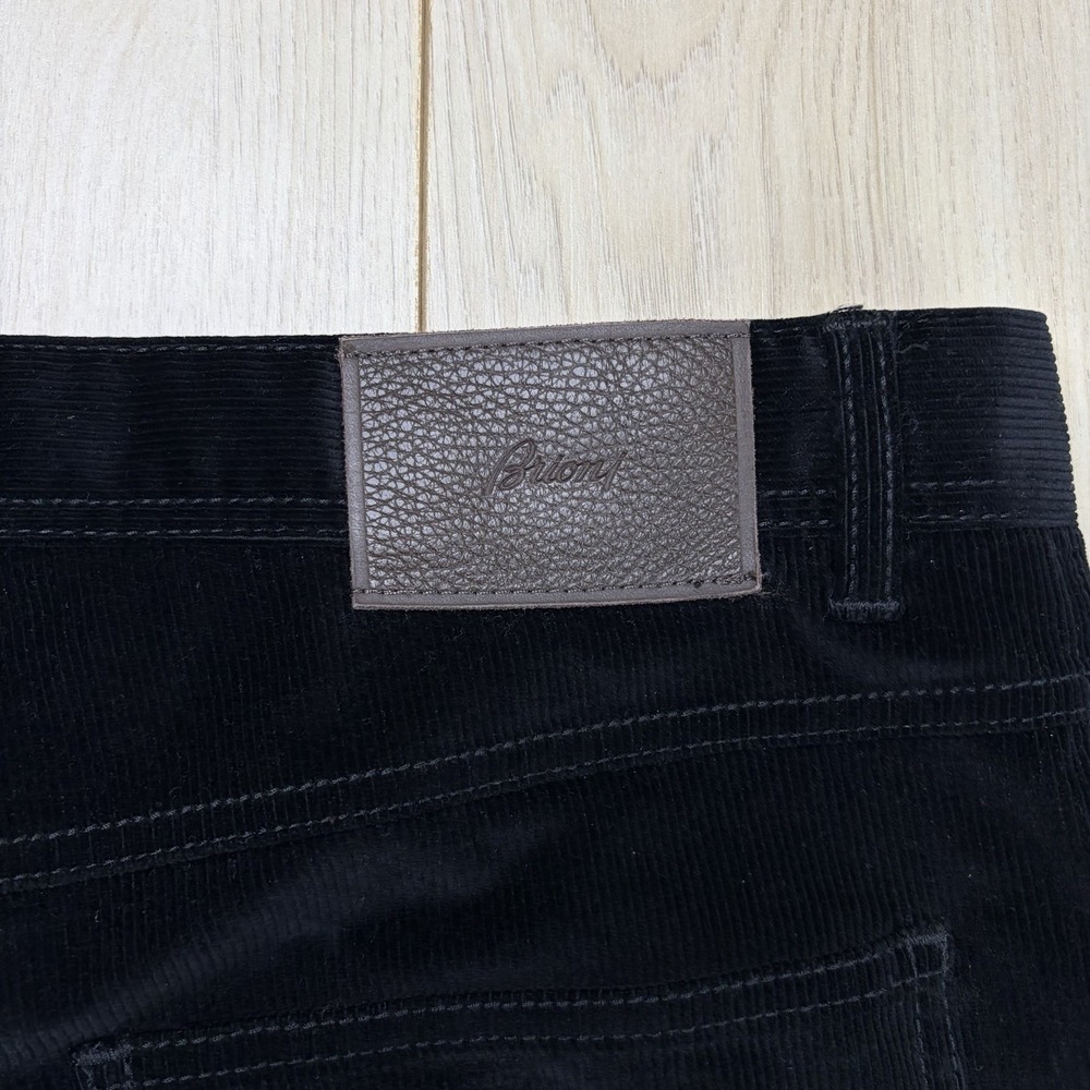 Brioni STELVIO Soft Cotton Luxury Corduroy Black Pants Mens 38x35 Italy - Picture 15 of 16